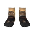 thumbnail image 1 of Rateoe Lakeside Flower Field Cat Pattern Quarter Crew Socks,Toe Seamed Ankle Socks,Cotton Cushioned Breathable Athletic Crew Sports Socks, 1 of 7