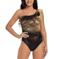 thumbnail image 1 of Rateoe Lakeside Flower Field Cat Pattern Women One Piece Swimsuits Tummy Control One Shoulder Bathing Suits Ruffle Swimwear-Medium, 1 of 6