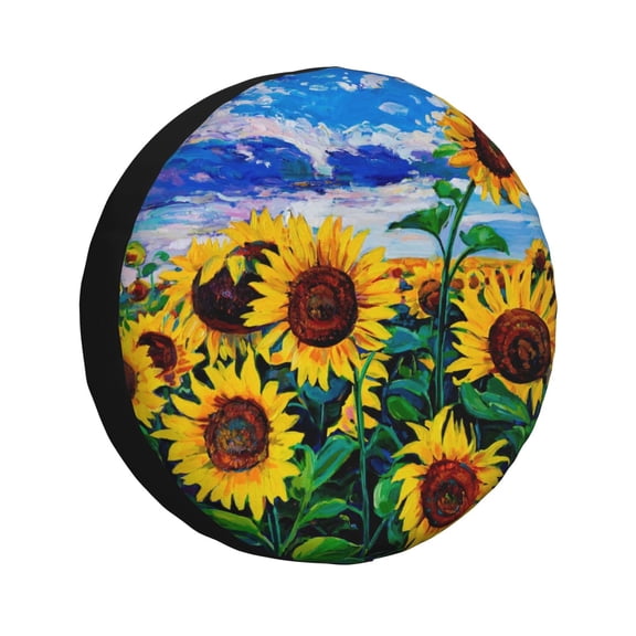 Rateoe Landscape With Sunflowers Pattern Tire Cover Wheel Protectors Weatherproof Wheel Covers Universal Fit for Trailer Rv SUV Truck Camper Travel Trailers Accessories-14 inch