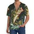 thumbnail image 1 of Rateoe Largemouth Bass jumps out of water Pattern Men's Short Sleeve Classic Shirt, Casual Short-Sleeved Shirt, Lightweight Summer Shirt, Cuban Collar Shirt,Button-Front Shirt-Medium, 1 of 5