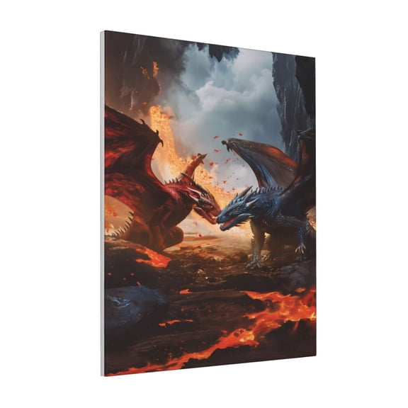 Rateoe Lava Dragon Pattern Decorative Picture – Unique Modern Wall Art, Ready-to-Hang Canvas Print for Home (Vertical)