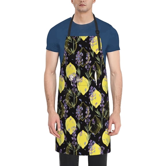 Rateoe Lavender Flowers Aprons with Pocket,Men Womens Aprons Waterproof Adjustable Cooking Aprons for Kitchen Gardening and Salon