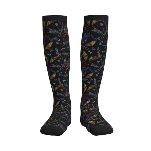Rateoe Lavender Flowers Compression Socks for Women and Men 20-30mmHg-Circulation Support Socks Knee High Nurse Pregnant Running Medical and Travel Athletic