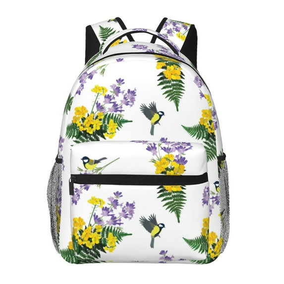 Rateoe Lavender Flowers Pattern Casual Backpack for School, Work, Travel – Adjustable Straps, Multiple Compartments – Ergonomic Design, Fits Laptops and Tablets