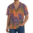 thumbnail image 1 of Rateoe Lavender Flowers Pattern Men's Short Sleeve Classic Shirt, Casual Short-Sleeved Shirt, Lightweight Summer Shirt, Cuban Collar Shirt,Button-Front Shirt-Large, 1 of 5