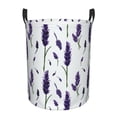 thumbnail image 1 of Rateoe Lavender Flowers Pattern Round Laundry Hamper Basket, Tall Hamper Basket for Blanket Storage, Nursery Clothes Hamper for Laundry in Bedroom and College Dorm-Small, 1 of 6