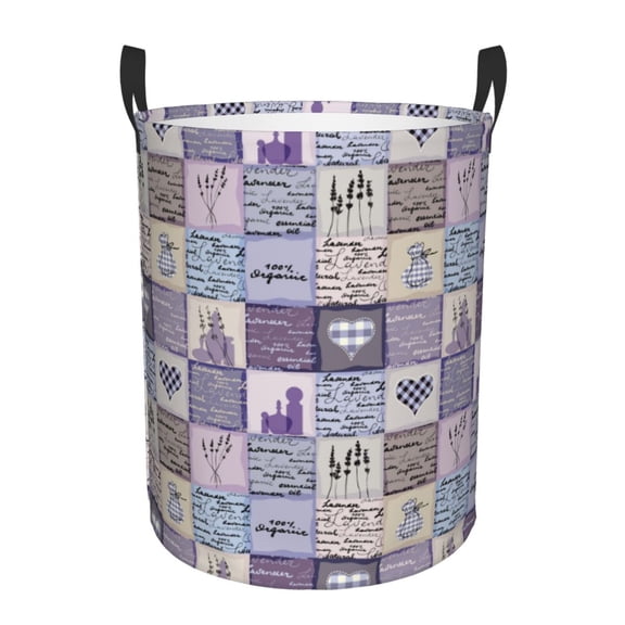 Rateoe Lavender Flowers Pattern Round Laundry Hamper Basket, Tall Hamper Basket for Blanket Storage, Nursery Clothes Hamper for Laundry in Bedroom and College Dorm-