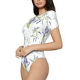 thumbnail image 1 of Rateoe Lavender Flowers Printed Women Rash Guard Short Sleeve,Tummy control Swimsuit Surfing Swimsuit Bathing Suit Short-sleeved Onesie UPF 50+, 1 of 6