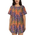 thumbnail image 1 of Rateoe Lavender Flowers for 2 Piece Short Sleeves Pajama Sets Casual Lounge Sleepwear Ladies Pjs Sets with Pocket-Large, 1 of 6