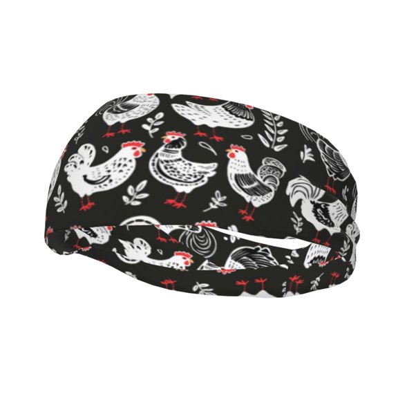 Rateoe Laying Hens And Roosters Pattern Sports Headbands ,Moisture Wicking Workout Headband, Sweatband Headbands for Running,Cycling,Yoga,Hairband for Women and Men
