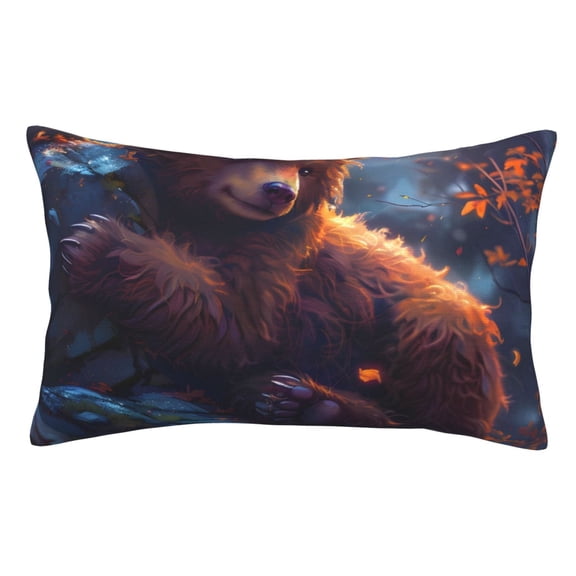 Rateoe Lazy Stone Bear Pattern Decorative Pillow Case,Throw Pillow Covers,Plush Pillow Cover,Soft Pillow Case,Velvet Pillow Case-14"x20"