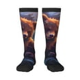 thumbnail image 1 of Rateoe Lazy Stone Bear Pattern Women’s Knee High Crew Socks,Trouser Socks Comfortable, Breathable, Moisture-Wicking and Soft, 1 of 6