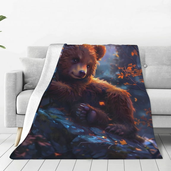 Rateoe Lazy Stone Bear Print Fuzzy Fleece Throw Blanket Extra Large,Super Soft,Fluffy and Warm Blankets for Couch,Bed,All Season Use (40"x30")