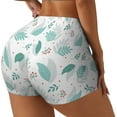 thumbnail image 1 of Rateoe Leaf Print Green Printed Power Workout Shorts for Women Tummy Control Squat Proof Ribbed Thick Seamless Scrunch Active Short-X-Large, 1 of 8