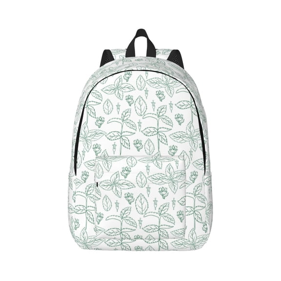 Rateoe Leaf Print Pattern Canvas College Laptop Backpack,Travel Daypack,Durable Rucksack Travel Notebook Bag School Backpack Book Bag for Men Women-Medium