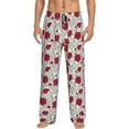 thumbnail image 1 of Rateoe Leaves And Anemone Flowers In Red Grey Pattern Men’s Ultra-Soft Comfy Pajama Lounge Pants Sleepwear,Comfortable Lounge Wear,lightweight Pajamas, Casual Home Wear-Small, 1 of 6