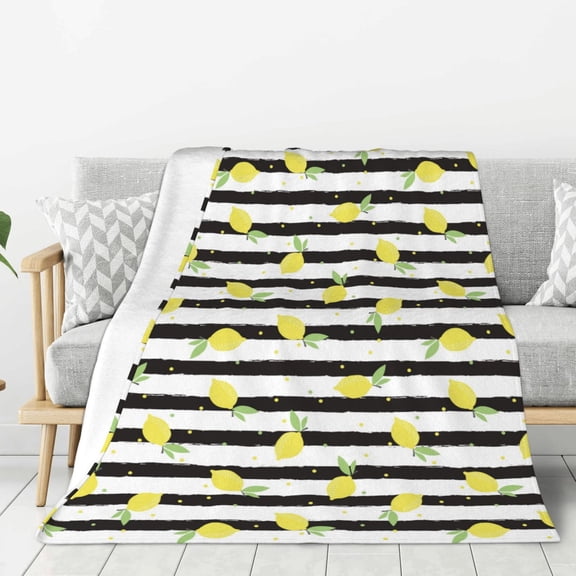 Rateoe Lemon_1 Pattern Flannel Throw Blanket, Ultra-soft Blanket for Bed, Couch, Car, Hypoallergenic Anti-pilling blanket-50"x40"(Vertical)