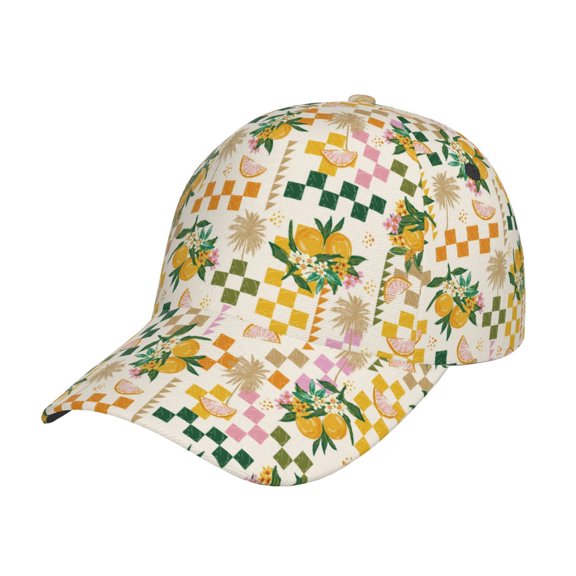 Rateoe Lemon Pattern Men’s Baseball Cap – Adjustable Curved Brim Hat, Soft Cotton Sports Cap for Outdoor, Casual, and Everyday Wear, Comfortable & Breathable