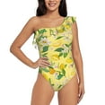thumbnail image 1 of Rateoe Lemon Pattern Women One Piece Swimsuits Tummy Control One Shoulder Bathing Suits Ruffle Swimwear-X-Large, 1 of 6