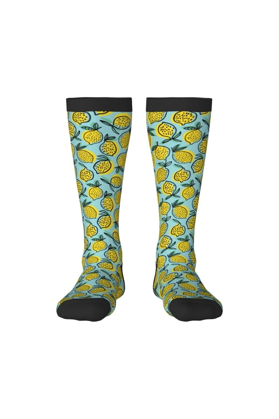 Lemon Pattern Women’s Knee High Crew Socks,Trouser Socks Comfortable, Breathable, Moisture-Wicking and Soft