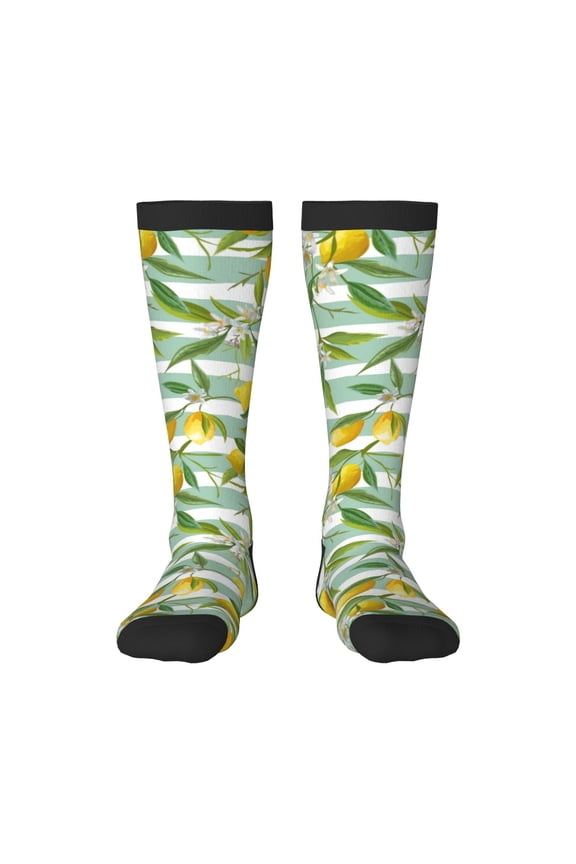 Lemon Pattern Women’s Knee High Crew Socks,Trouser Socks Comfortable, Breathable, Moisture-Wicking and Soft