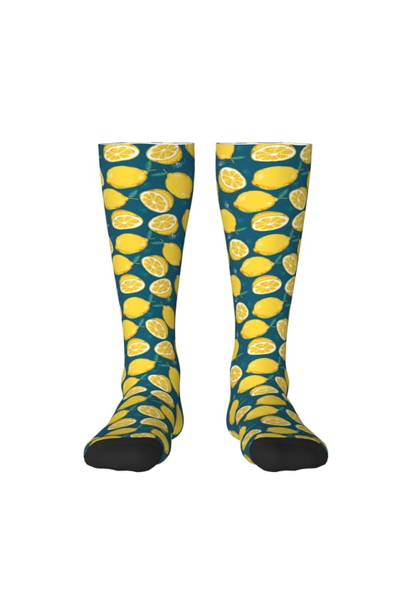 Lemon Pattern Women’s Knee High Crew Socks,Trouser Socks Comfortable, Breathable, Moisture-Wicking and Soft
