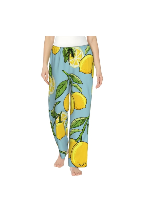 Lemon Pattern Women’s Ultra-Soft Comfy Pajama Lounge Pants Sleepwear,Comfortable Lounge Wear,lightweight Pajamas, Casual Home Wear-Medium