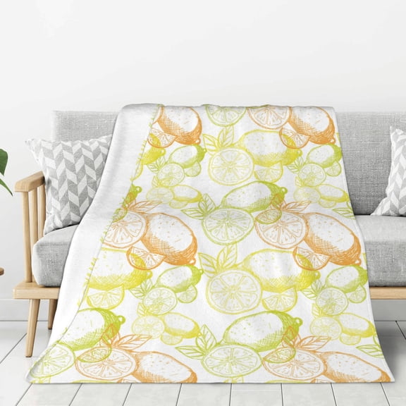 Rateoe Lemon Potatoes Pattern Flannel Throw Blanket, Ultra-soft Blanket for Bed, Couch, Car, Hypoallergenic Anti-pilling blanket-