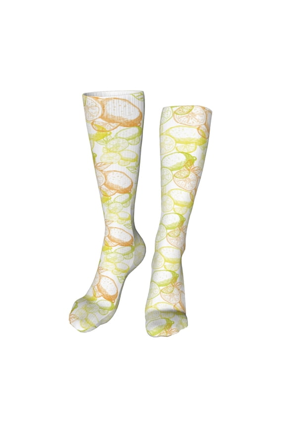 Lemon Potatoes print Women's Men's Novelty 20in Crew Socks Cotton Socks Knee High Socks for Walking,Running,Nurses,Pregnancy-One Size