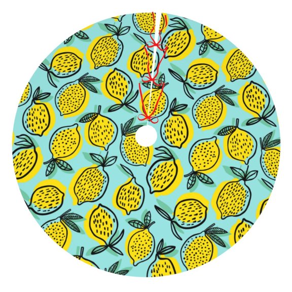 Rateoe Lemon1 Print Christmas Tree Skirt 30" for Xmas Holiday New Year Party Circle Tree Mat Ornaments Decoration