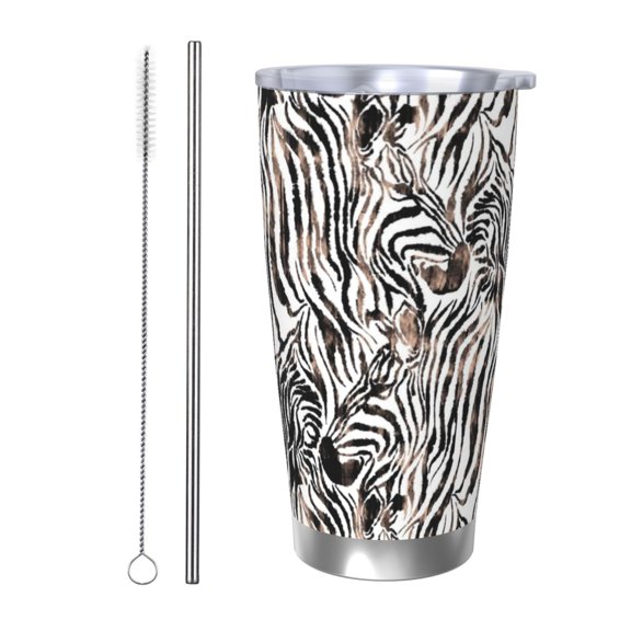 Rateoe Leopard And Zebra Printed Car Guy Gifts for Men Women Tumbler - 20oz/590ml Double Wall Vacuum Insulated Stainless Steel Travel Tumbler Cups with Lid & Straw-Straw Two-piece Set