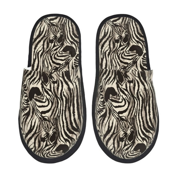 Rateoe Leopard And Zebra1 Pattern Fuzzy Slippers Fuzzy Soft House Slippers Plush Furry Warm Cozy Open Toe Fluffy Home Shoes-Medium