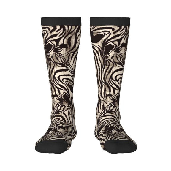 Rateoe Leopard And Zebra1 Pattern Women’s Knee High Crew Socks,Trouser Socks Comfortable, Breathable, Moisture-Wicking and Soft