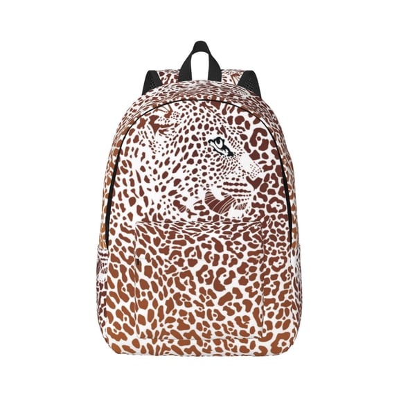 Rateoe Leopard Brown Pattern Canvas College Laptop Backpack,Travel Daypack,Durable Rucksack Travel Notebook Bag School Backpack Book Bag for Men Women-Small