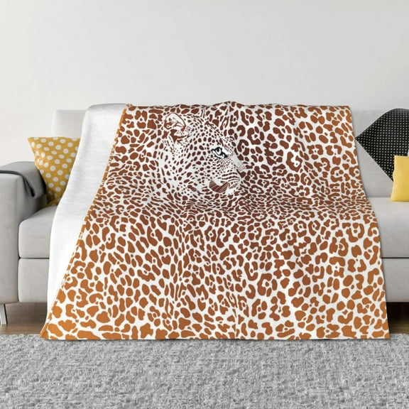 Rateoe Leopard Brown Pattern Flannel Throw Blanket, Ultra-soft Blanket for Bed, Couch, Car, Hypoallergenic Anti-pilling blanket-