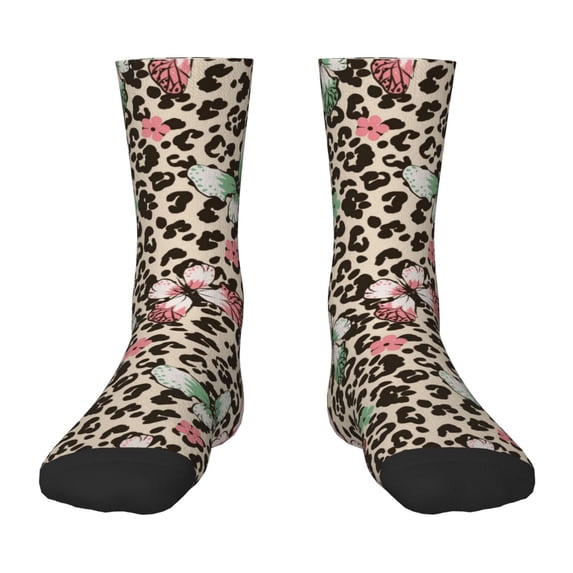 Rateoe Leopard Dots Pattern Children's Socks, Socks Gifts ,kids Crew Soft Cotton Socks , Moisture-Wicking, Durable, Ideal for Daily Wear & Sports