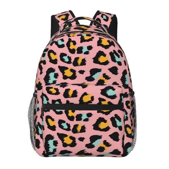 Rateoe Leopard Pattern Casual Backpack for School, Work, Travel – Adjustable Straps, Multiple Compartments – Ergonomic Design, Fits Laptops and Tablets