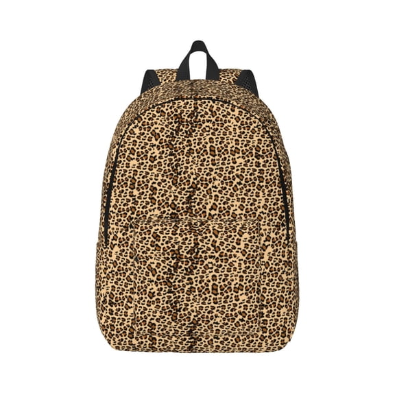 Rateoe Leopard Print Brown Pattern Canvas College Laptop Backpack,Travel Daypack,Durable Rucksack Travel Notebook Bag School Backpack Book Bag for Men Women-Small