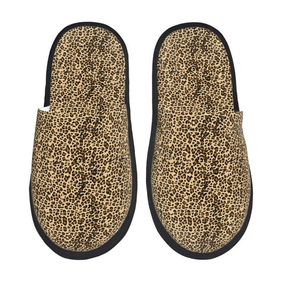Rateoe Leopard Print Brown Pattern Fuzzy Slippers Fuzzy Soft House Slippers Plush Furry Warm Cozy Open Toe Fluffy Home Shoes-Large