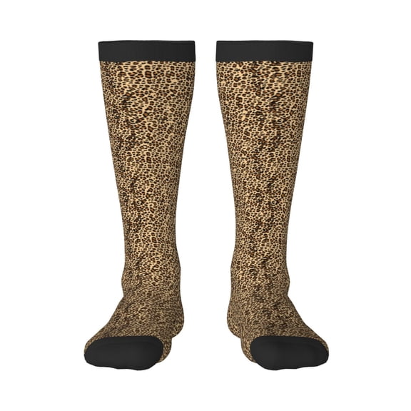 Rateoe Leopard Print Brown Pattern Women’s Knee High Crew Socks,Trouser Socks Comfortable, Breathable, Moisture-Wicking and Soft