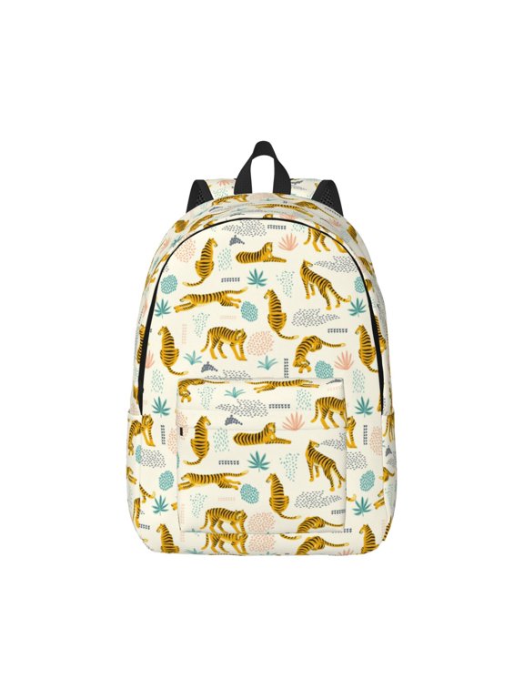 Leopard Print Pattern Canvas College Laptop Backpack,Travel Daypack,Durable Rucksack Travel Notebook Bag School Backpack Book Bag for Men Women-Small