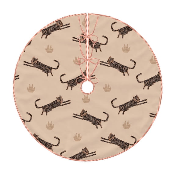Rateoe Leopard Print Pattern Christmas Tree Skirt with Ties , Christmas Tree Decorations, Farmhouse Christmas Decor Xmas Holiday Decorations-30"