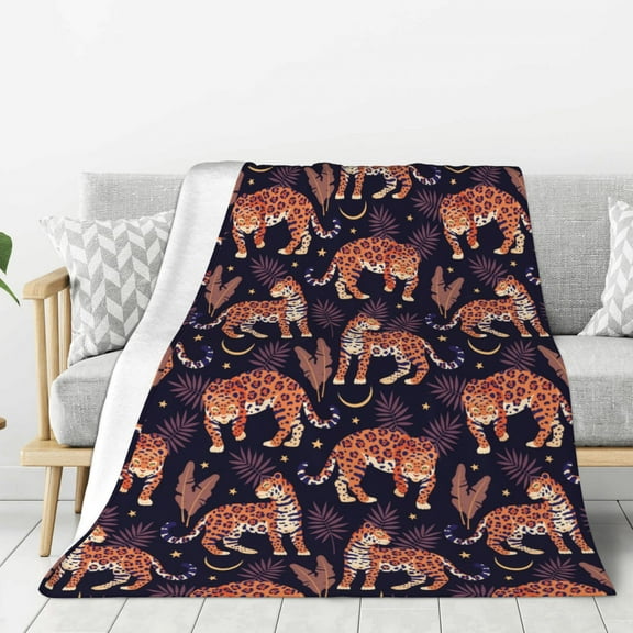 Rateoe Leopard Print Pattern Flannel Throw Blanket, Ultra-soft Blanket for Bed, Couch, Car, Hypoallergenic Anti-pilling blanket-50"x40"(Vertical)