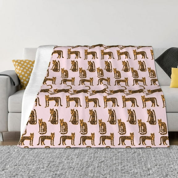 Rateoe Leopard Print Pattern Flannel Throw Blanket, Ultra-soft Blanket for Bed, Couch, Car, Hypoallergenic Anti-pilling blanket-