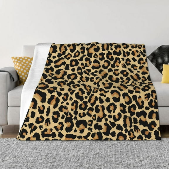 Rateoe Leopard Print Pattern Flannel Throw Blanket, Ultra-soft Blanket for Bed, Couch, Car, Hypoallergenic Anti-pilling blanket-