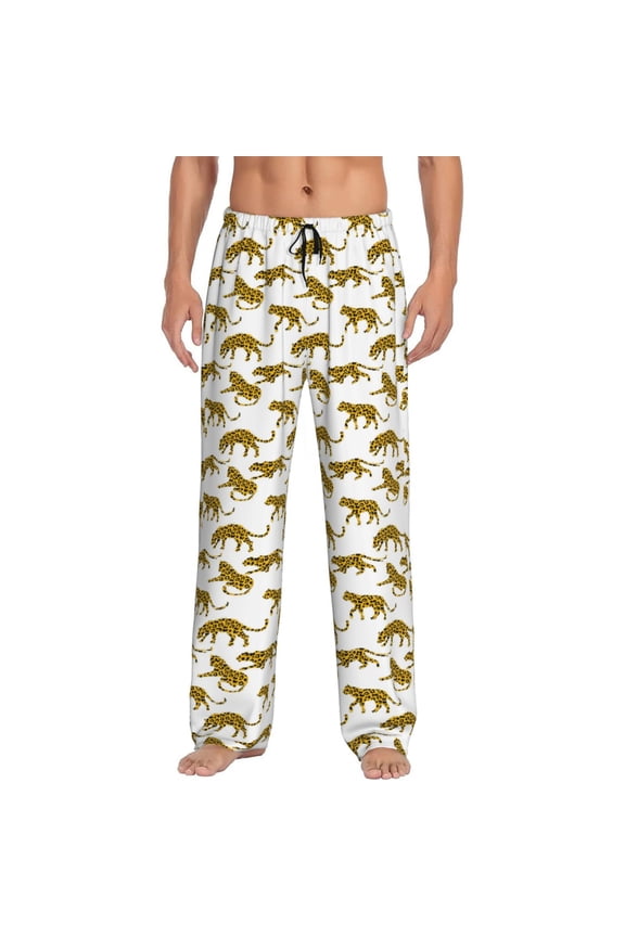 Leopard Print Pattern Men’s Ultra-Soft Comfy Pajama Lounge Pants Sleepwear,Comfortable Lounge Wear,lightweight Pajamas, Casual Home Wear-Small