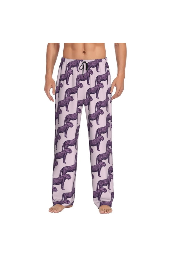 Leopard Print Pattern Men’s Ultra-Soft Comfy Pajama Lounge Pants Sleepwear,Comfortable Lounge Wear,lightweight Pajamas, Casual Home Wear-XX-Large