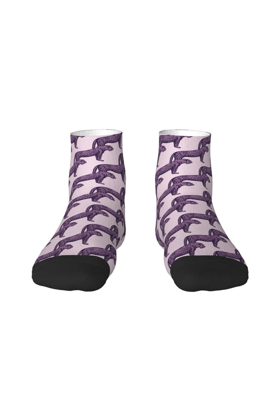 Leopard Print Pattern Quarter Crew Socks,Toe Seamed Ankle Socks,Cotton Cushioned Breathable Athletic Crew Sports Socks