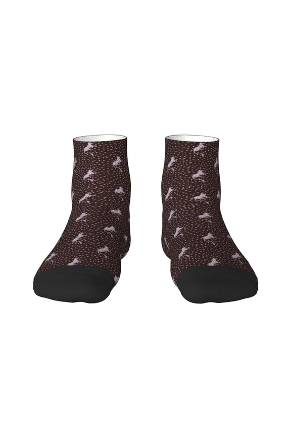 Leopard Print Pattern Quarter Crew Socks,Toe Seamed Ankle Socks,Cotton Cushioned Breathable Athletic Crew Sports Socks