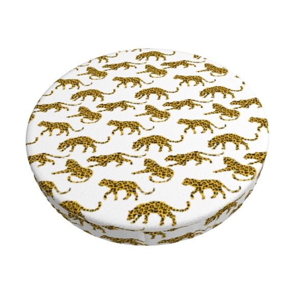 Rateoe Leopard Print Pattern Round Bar Stool Seat Covers,Washable Stool Cushion Slipcover Elastic Bar Chair Covers for 12-14 Inch Chair -13 inch